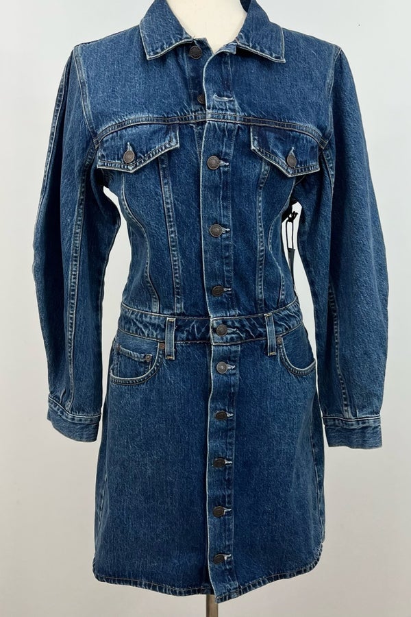 AGOLDE Balloon Sleeve Denim Mini Dress Long Sleeve Nuuly Thrift