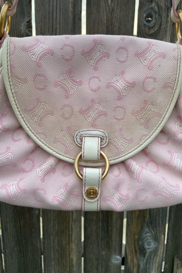 CELINE macadam Pink vintage shoulder bag