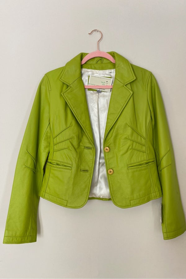 Y2K Lime Leather Jacket | Nuuly Thrift
