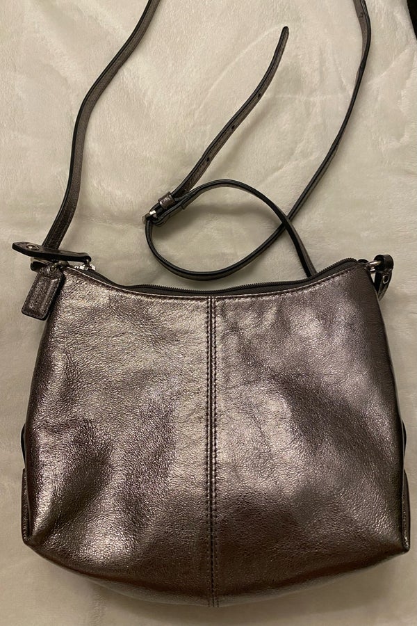 Metallic silver best sale coach purse