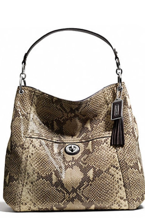 TALLI Women Girls Real Genuine Python Leather Snakeskin Shoulder Boston  Tote Bag