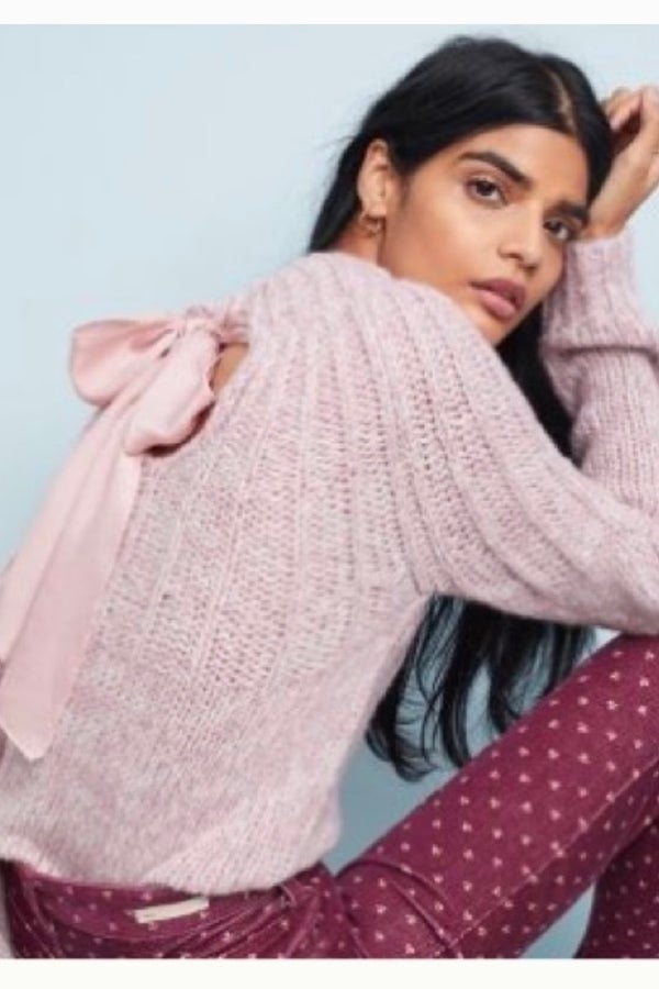 Moth Anthropologie Lavender Bow Sweater 