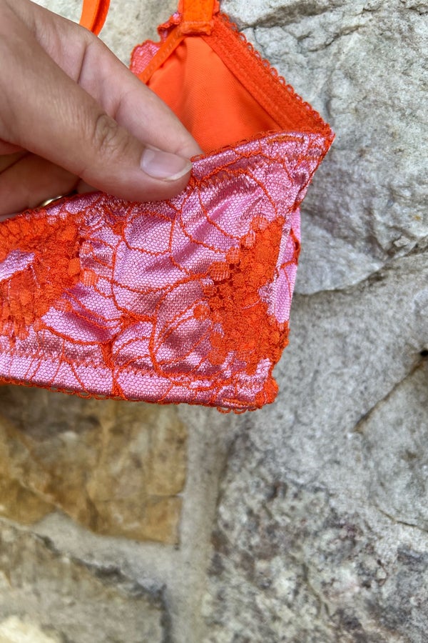 Savage x fenty pink and orange lace bralette