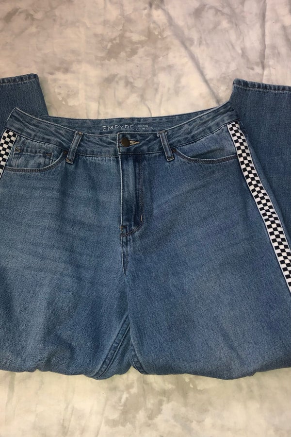 Checkered 2024 stripe jeans