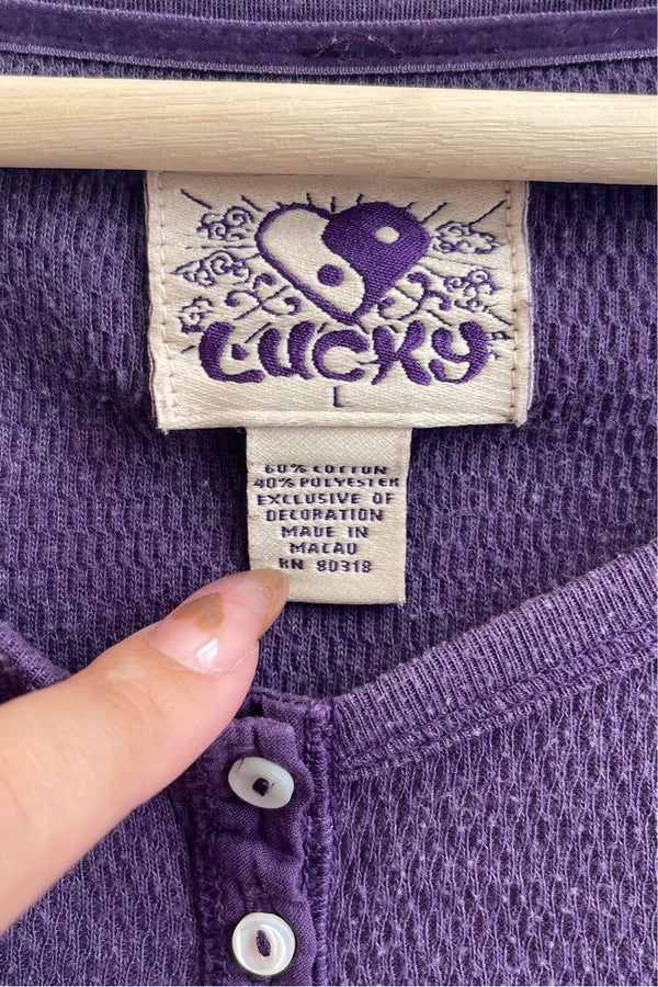 LUCKY BRAND Y2K Ombre Purple Knit Floral Embroider