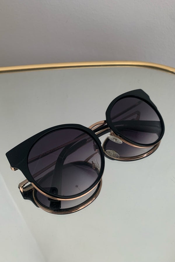 Cleo Sunglasses in Jet Black with Rose Gold