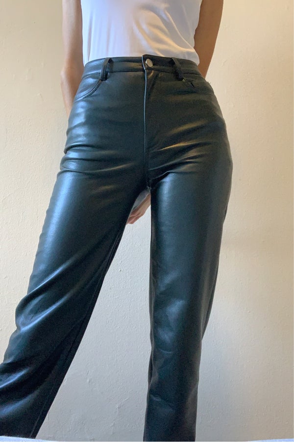 Hollister Leather Pants These are high rise wide - Depop