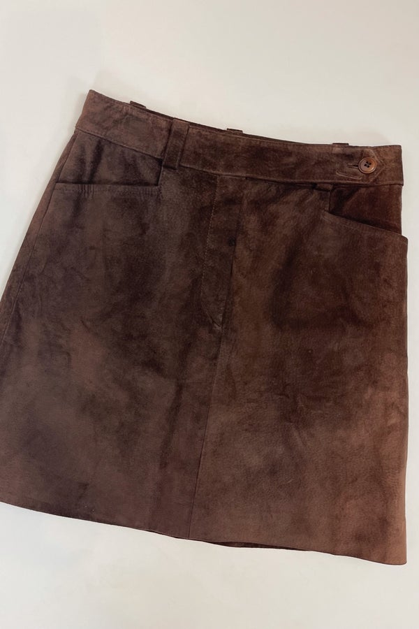 Dark brown suede outlet mini skirt