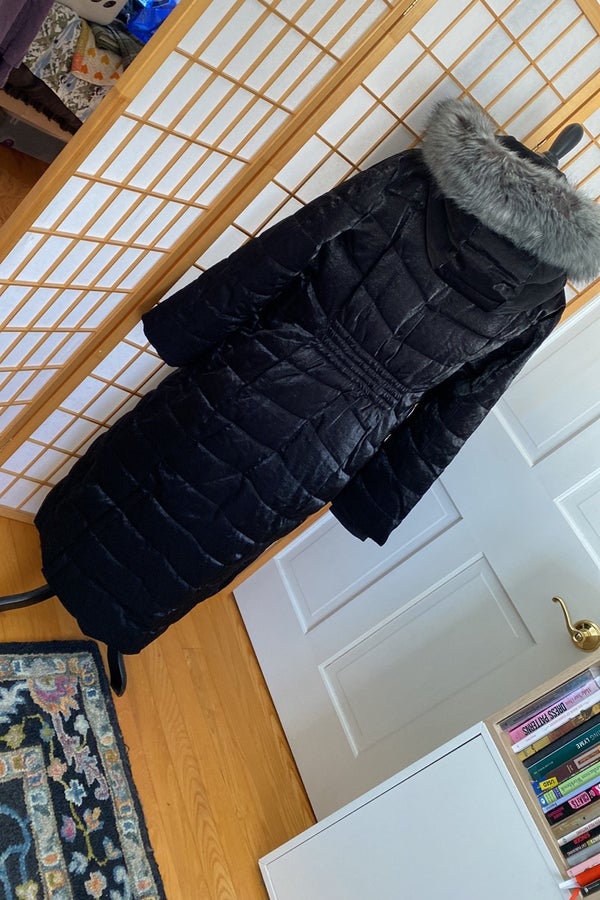 Badgley mischka maxi puffer hot sale coat