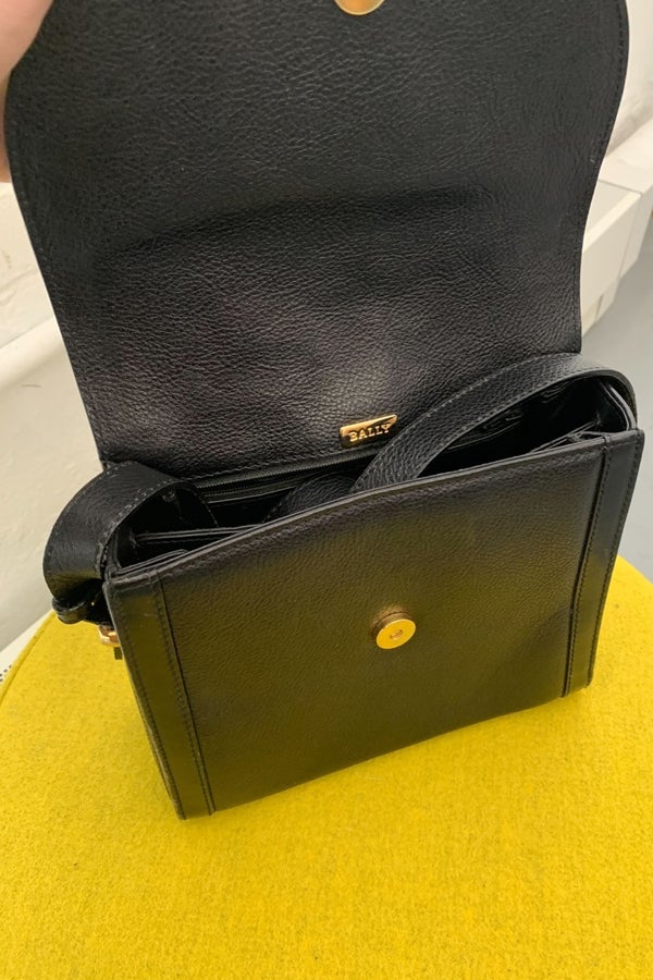 Authentic Bally Black Leather Crossbody Bag