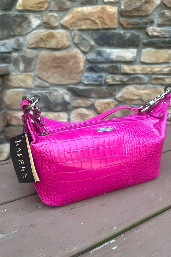 Pink faux crocodile Ralph Lauren bag | Nuuly Thrift