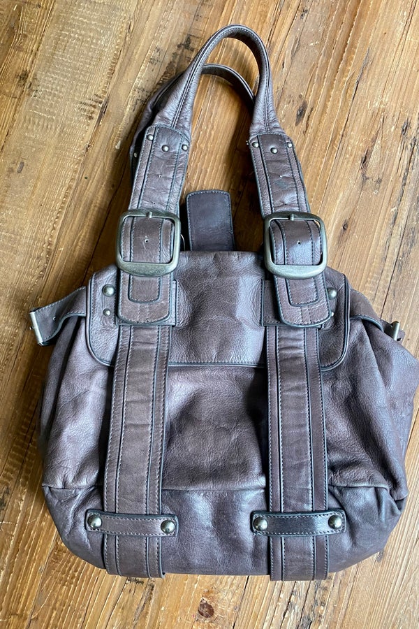Gray NGIL Faux Leather Scallop Fashion Bag