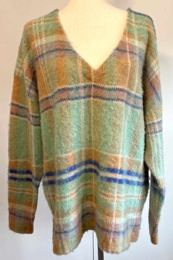 Free People Primrose Plaid Tunic Sweater Top in Ja Nuuly Thrift