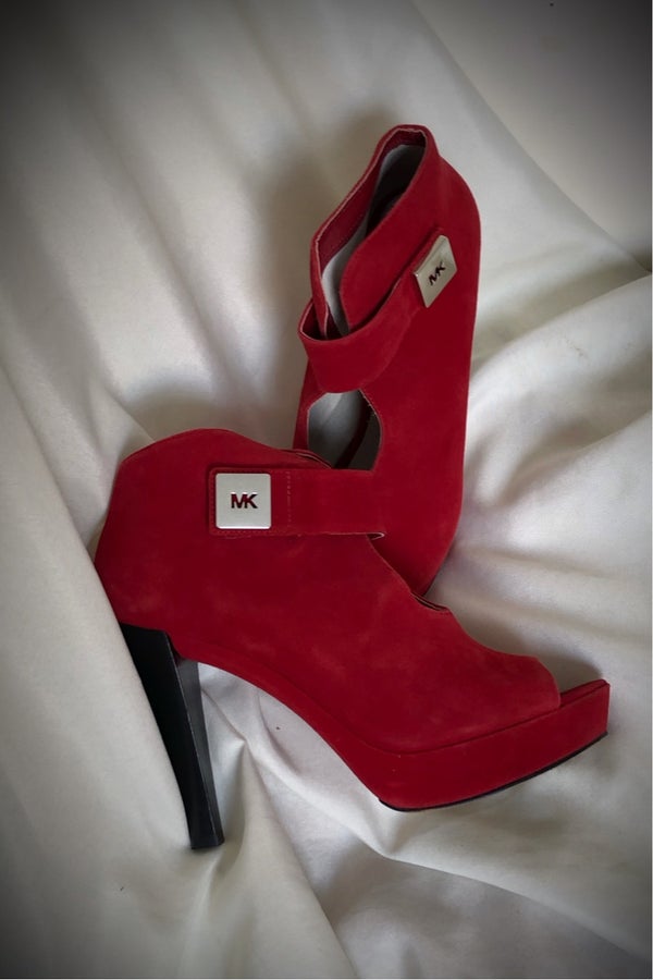 michael kors booties red