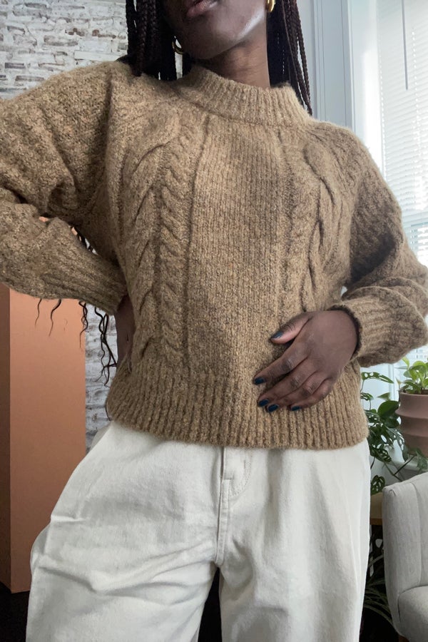 Boxy cable hotsell knit sweater