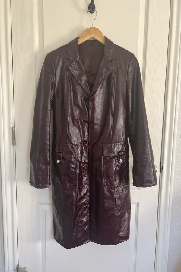 Vintage Oxblood Long Leather Jacket | Nuuly Thrift