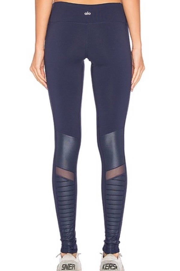 Alo Yoga womens Moto Leggings, Rich Navy/Rich Navy Glossy, X-Small US at   Women's Clothing store
