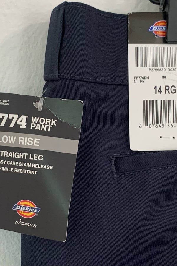 Dickies 774 Work Pants Womens 14R Black Low Rise Stratight Leg