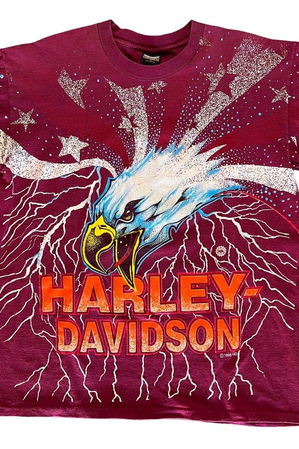 Bnwt Harley Davidson Auth Unique Appearance Red Dyed Eagle T-shirt
