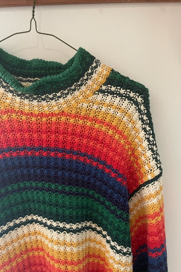 Vintage Heavy Knit Rainbow Sweater Nuuly Thrift 5354