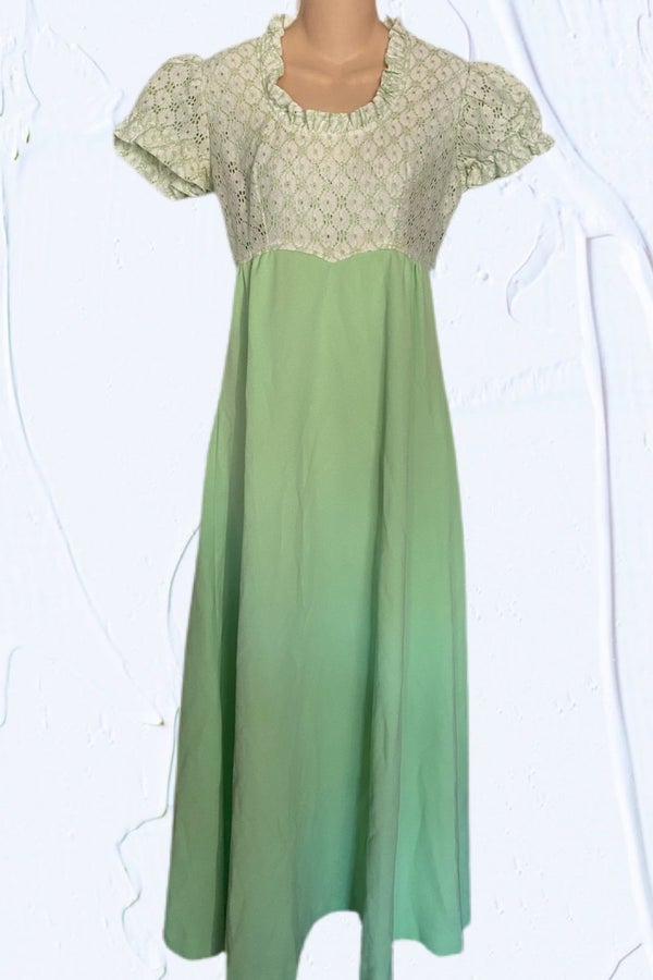 Vintage Lime Green Eyelet Prairie Dress Nuuly Thrift