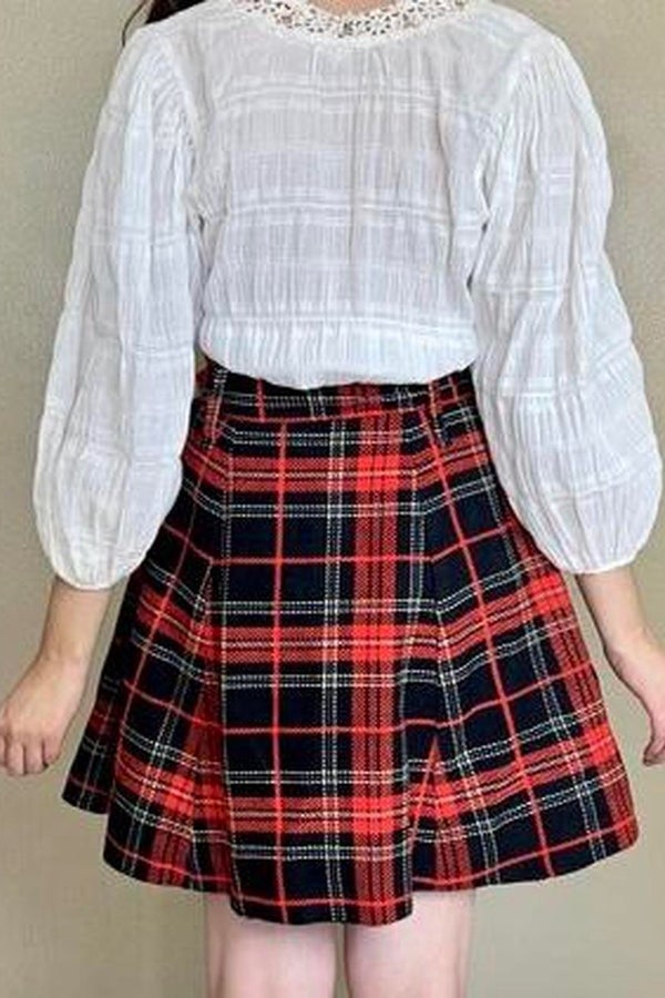 Pleated plaid clearance mini skirt 1960s