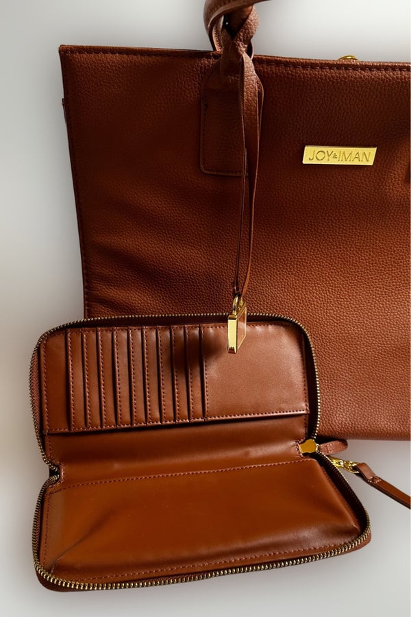 Joy and discount iman leather handbag