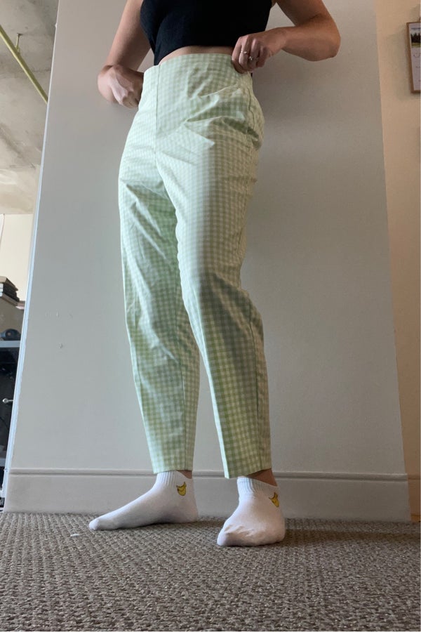 Zara green gingham trousers