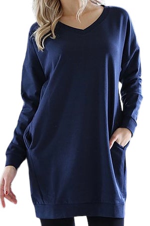 Zenana Oversized V-Neck Pocket Top In Blue Grey – MeLinda's Fine Gifts