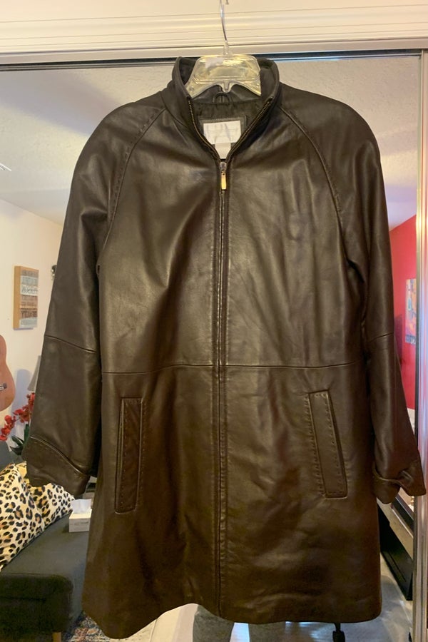 Ladies leather hotsell swing coat