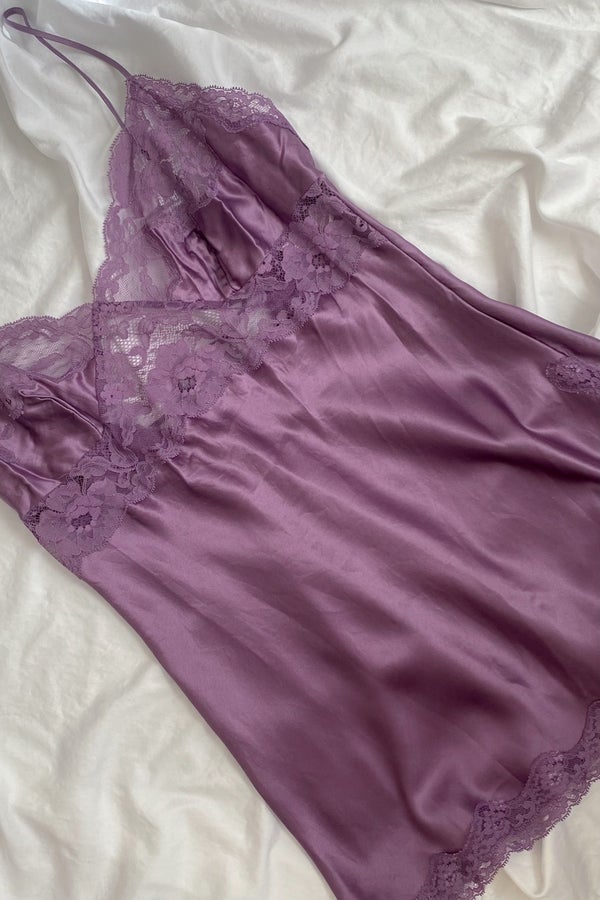 Vintage Victoria's Secret Purple Satin Ruffle Panties S fits L
