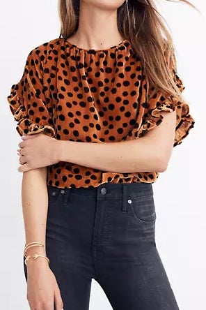 Madewell memento deals ruffle sleeve top