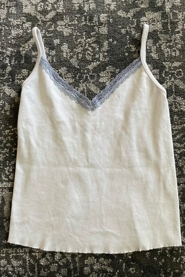 Brandy Melville Lace-up Crop Top Tank Cami Tee Light Blue One Size