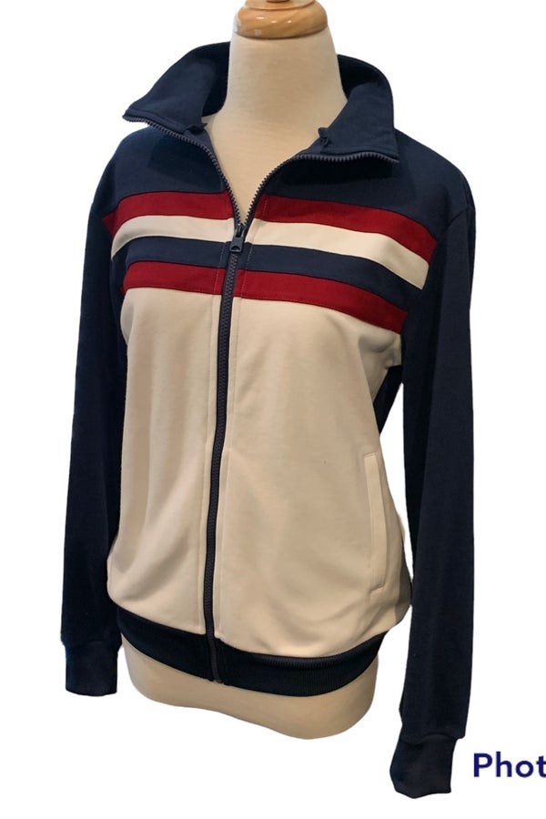 Vintage Mossimo Womens Red White Blue Zip Up Athle