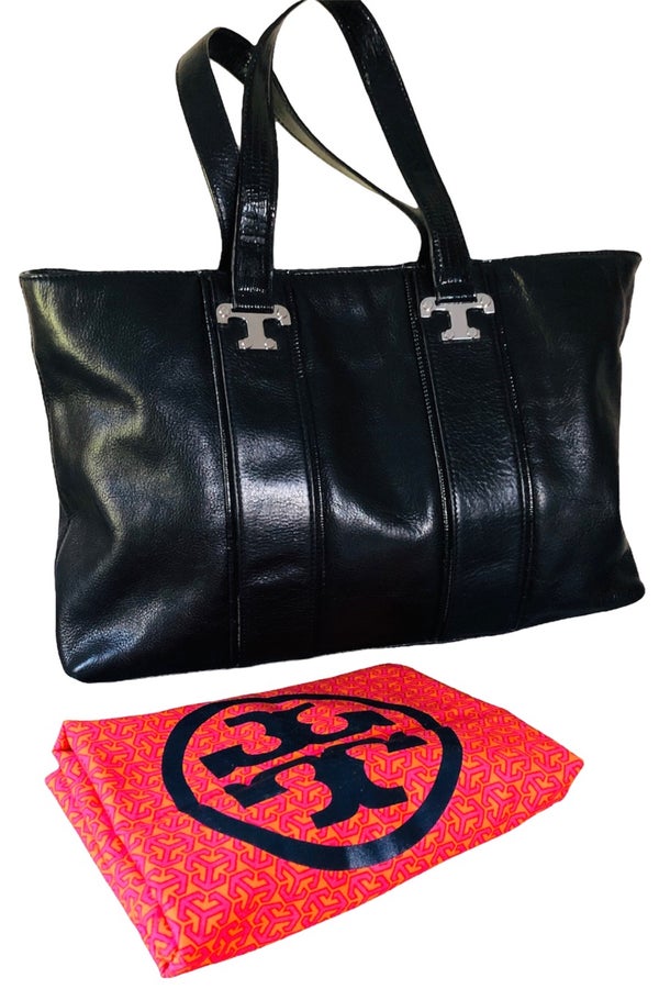 *Authentic* Tory Burch Pebble Leather Shopping Shoulder Tote Bag 10005626-  Black