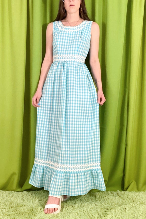 Vintage blue hotsell gingham dress