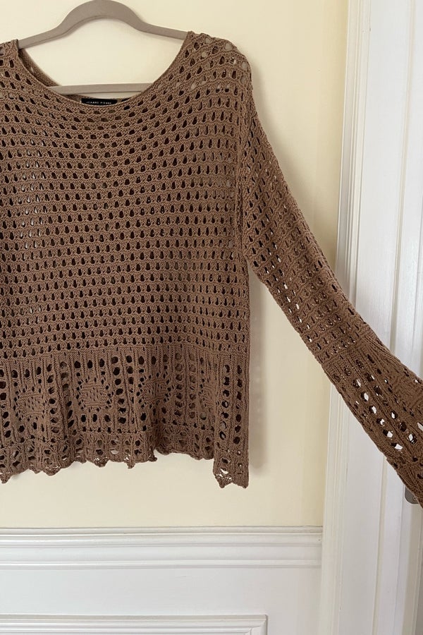 Vintage Crochet Sweater Brown Nuuly Thrift