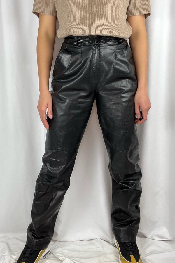 Vintage Berman's black leather pants sz 25