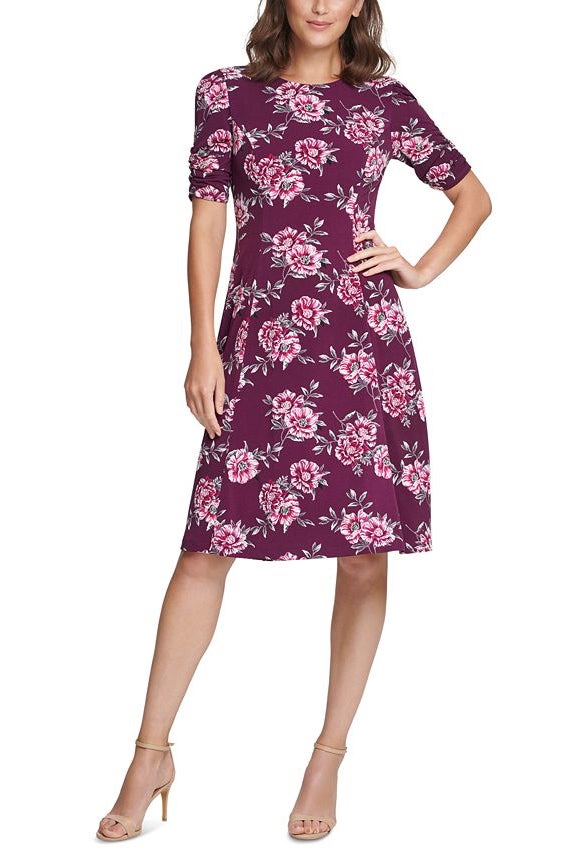 NWT Jessica Howard Plum Floral Elbow Sleeve Dress | Nuuly Thrift