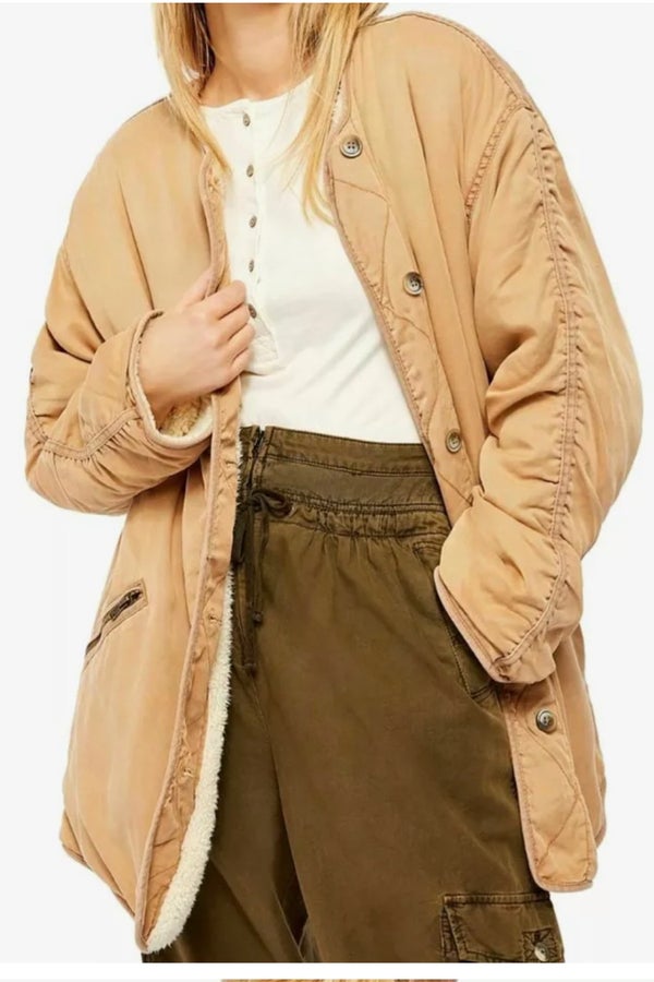 Beige Ivy Sherpa-Lined Coat 