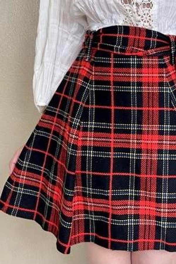 Christmas plaid skirt outlet 60s