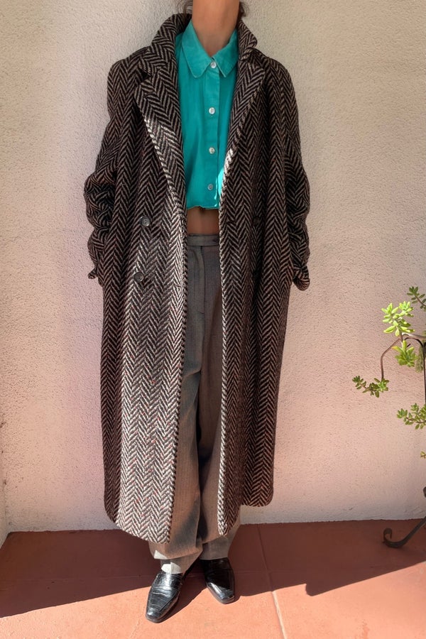 Vintage 70's Tweedy Herringbone Coat