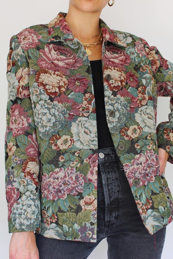 90s Vintage Floral Jacquard Blazer Jacket | Nuuly Thrift