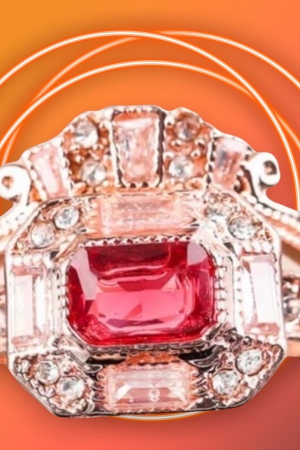 ART DECO ROSE GOLD DIPPED RUBY WEDDING RING SET Si Nuuly Thrift