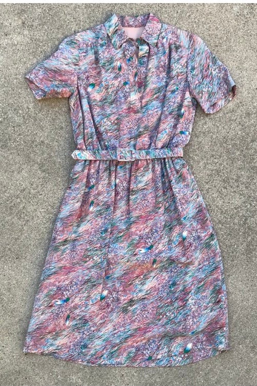 Abstract Floral Shirt Dress
