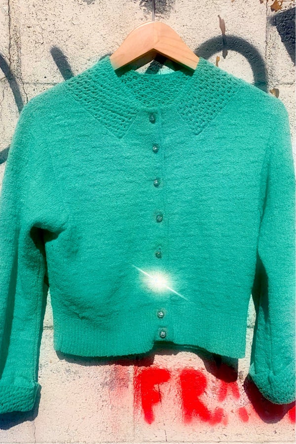 Vintage Robinit May Knitting Company Child's Green Bay Packer Cardigan  Sweater SOLD at Ruby Lane