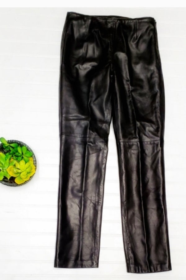 Hugo Buscati Black Leather Straight Leg Pants | Nuuly Thrift