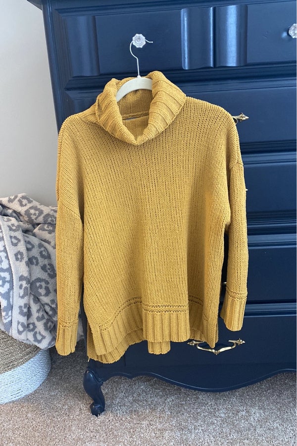 Beautifully Brilliant Mustard Yellow Chenille Knit Sweater