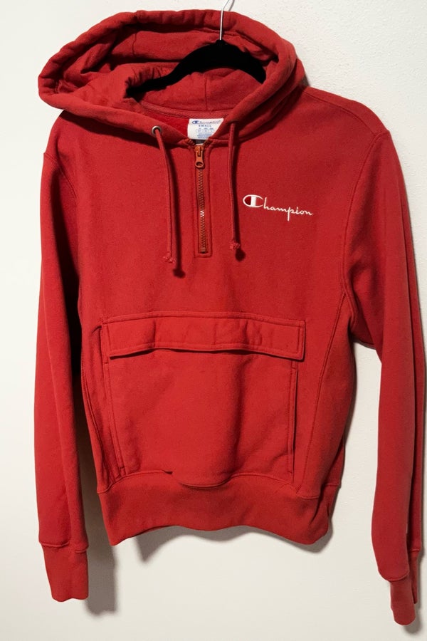 Champion Men's XL Red Hoodie Lightweight Sweatshirt Embroidered RN15763