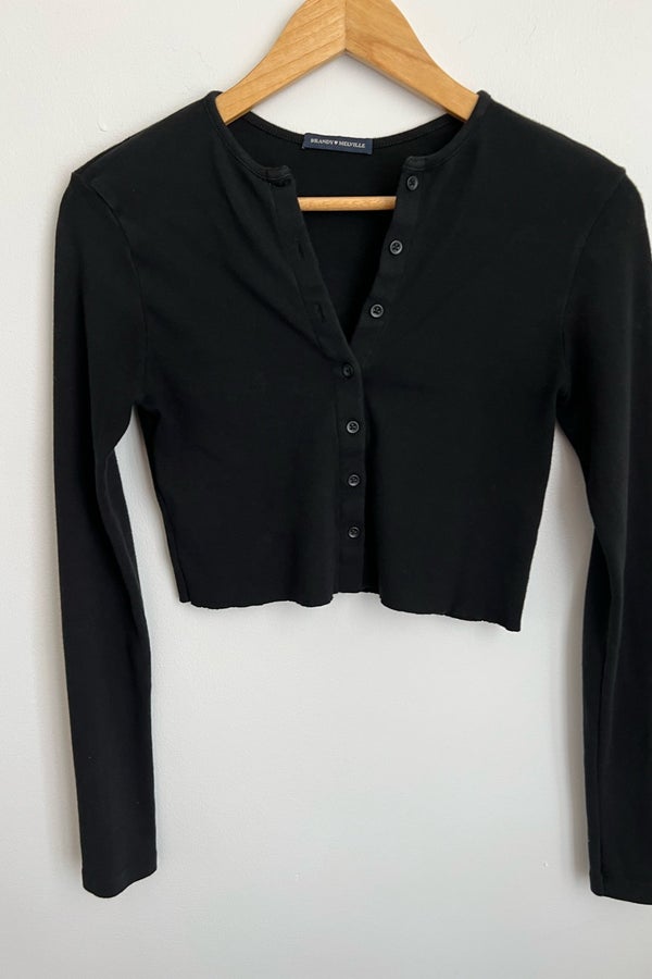 brandy Melville bonnie top  Black cropped cardigan, Long sleeve